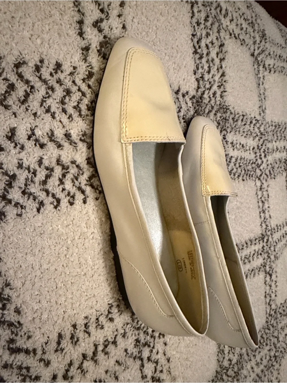 Enzo Angiolini Cream Square-Toe Leather Loafers - Picture 1 of 3
